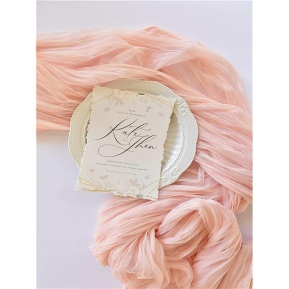 Peach Cheesecloth Table Runner 10Ft Rustic Gauze Tablecloth 38x120 Inches Boho - Picture 3 of 5